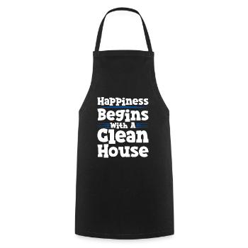 Happiness Begins With A Clean House 4 - Kochschürze - Schwarz - Vorne - AI Model Male 185 dark (185cm)