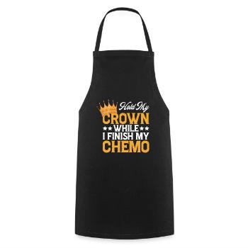 Tenez ma couronne pendant que je termine ma chimio 43 - Tablier de cuisine - noir - Devant - AI Model Male 185 dark (185cm)