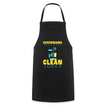 Custodians Only Tell Clean Jokes 2 - Kochschürze - Schwarz - Vorne - AI Model Male 185 dark (185cm)