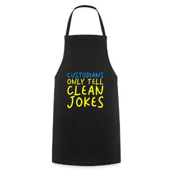 Custodians Only Tell Clean Jokes - Kochschürze - Schwarz - Vorne - AI Model Male 185 dark (185cm)