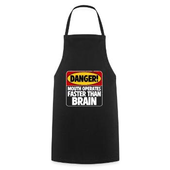 Danger! La bouche fonctionne plus vite que le cerveau 4 - Tablier de cuisine - noir - Devant - AI Model Male 185 dark (185cm)