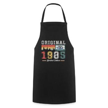 38. Geburtstag Mann Jahrgang 1985 Vintage Kassette - Kochschürze - Schwarz - Vorne - AI Model Male 185 dark (185cm)