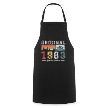 40th Birthday Man Vintage 1983 Vintage Cassette - Cooking Apron - black - Front - AI Model Male 185 dark (185cm)