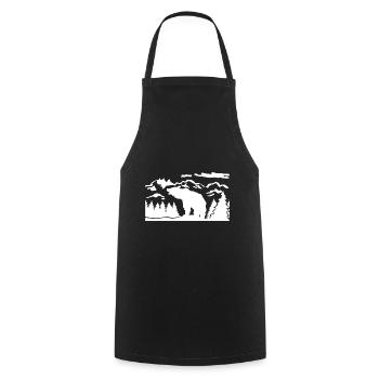 Berglandschaft und Bär - (B.C) - Cooking Apron - black - Front - AI Model Male 185 dark (185cm)