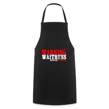 Warning Waitress With An Attitude - Cooking Apron - black - Front - AI Model Male 185 dark (185cm)