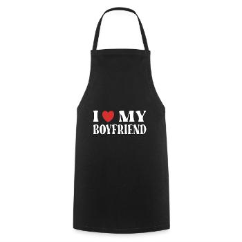 I love my boyfriend - Cooking Apron - black - Front - AI Model Male 185 dark (185cm)