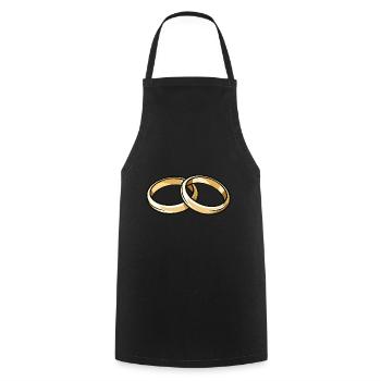Eheringe Hochzeit - Kochschürze - Schwarz - Vorne - AI Model Male 185 dark (185cm)