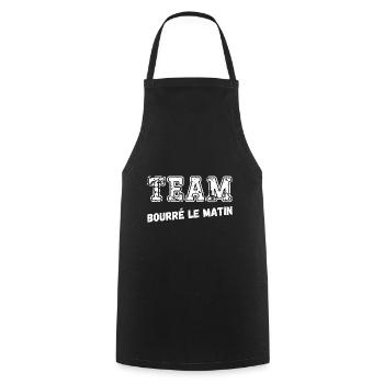 team bourré le matin - Tablier de cuisine - noir - Devant - AI Model Male 185 dark (185cm)