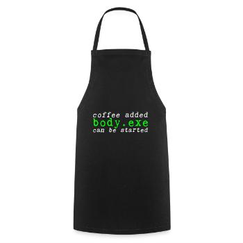 Coffee Added Body.exe Can Be Started 2 - Kochschürze - Schwarz - Vorne - AI Model Male 185 dark (185cm)