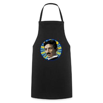 Nicola Tesla Popart - Kochschürze - Schwarz - Vorne - AI Model Male 185 dark (185cm)