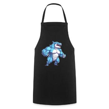 Bodybuilder Shark - Tablier de cuisine - noir - Devant - AI Model Male 185 dark (185cm)