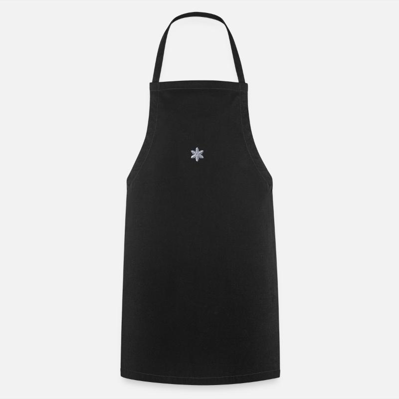 White Snowflake Embroidered - Cooking Apron - black