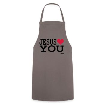 Jesus loves you Message d'amour et de foi  - Tablier de cuisine - gris - Devant - AI Model Male 185 dark (185cm)