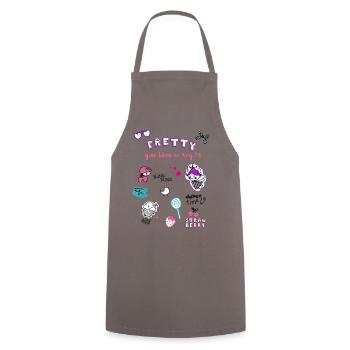 Pretty Doodles : Motifs colorés pour enfants lolli Kita Girl - Tablier de cuisine - gris - Devant - AI Model Male 185 dark (185cm)
