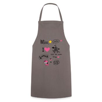 paris Petite Fille Miss Rose Coeur Teen Girl Caniche - Tablier de cuisine - gris - Devant - AI Model Male 185 dark (185cm)