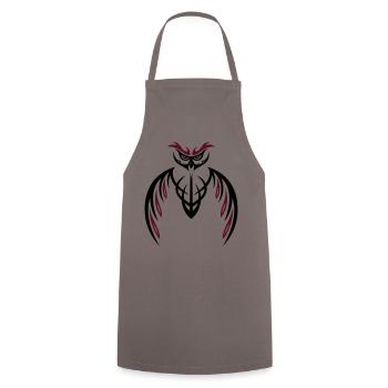 Tribal Eule, tattoo owl - Kochschürze - Grau - Vorne - AI Model Male 185 dark (185cm)
