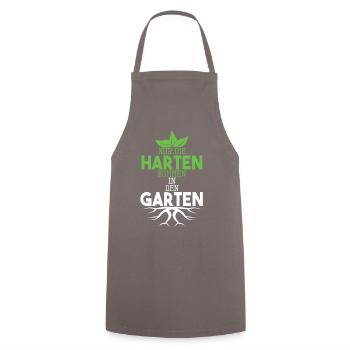 Garten T-Shirt Nur die Harten kommen in den Garten - Kochschürze - Grau - Vorne - AI Model Male 185 dark (185cm)