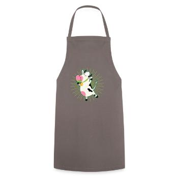 Kuh Gras fressen jubeln - Kochschürze - Grau - Vorne - AI Model Male 185 dark (185cm)