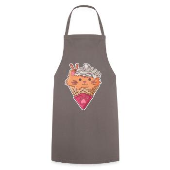 Cat ice cream wafer Stubentiger fun kids gift - Cooking Apron - grey - Front - AI Model Male 185 dark (185cm)