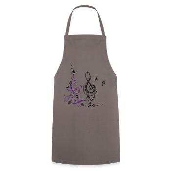 Clef with music notes and floral elements - Cooking Apron - grey - Front - AI Model Male 185 dark (185cm)