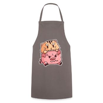 Chat cochon amusement combat animaux cadeau enfants - Tablier de cuisine - gris - Devant - AI Model Male 185 dark (185cm)