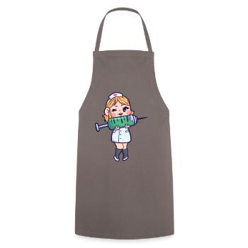 Infirmière seringue aide cadeau - Tablier de cuisine - gris - Devant - AI Model Male 185 dark (185cm)