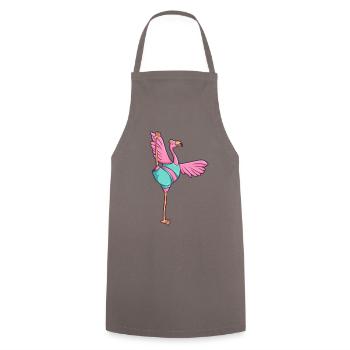 Flamingo yoga couronne oiseau méditant - Tablier de cuisine - gris - Devant - AI Model Male 185 dark (185cm)