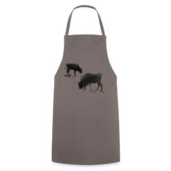 Bison avec jeune animal - Tablier de cuisine - gris - Devant - AI Model Male 185 dark (185cm)