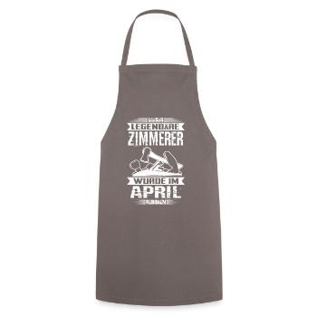 Zimmerer Geburtstag April - Kochschürze - Grau - Vorne - AI Model Male 185 dark (185cm)