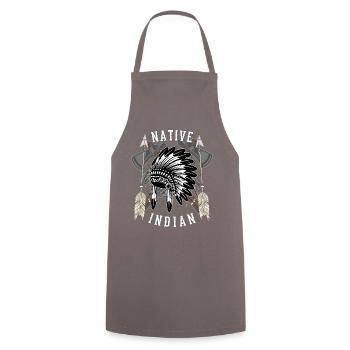 Native Indian for Indian Friends - Cooking Apron - grey - Front - AI Model Male 185 dark (185cm)