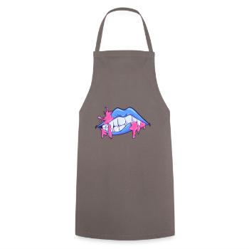 Face mask mouth lips vampire - Cooking Apron - grey - Front - AI Model Male 185 dark (185cm)