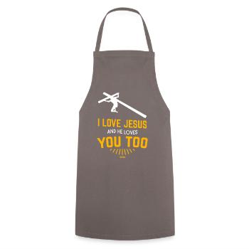 ich liebe jesus und er liebt dich auch - Kochschürze - Grau - Vorne - AI Model Male 185 dark (185cm)