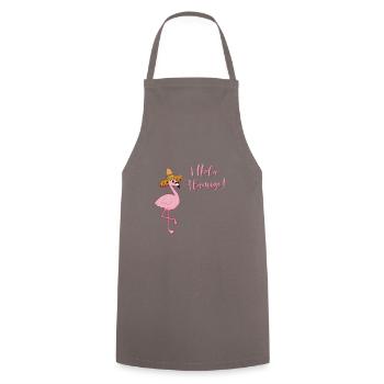 Flamingo Hola Flamigo Animal Pink Flock Hawaii - Cooking Apron - grey - Front - AI Model Male 185 dark (185cm)