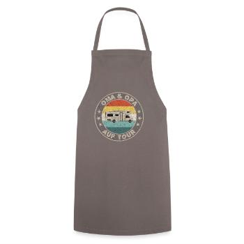 Oma & Opa auf Tour Vintage Retro - Kochschürze - Grau - Vorne - AI Model Male 185 dark (185cm)