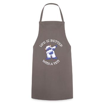 La vie est meilleure avec un tampon de Yeti - Tablier de cuisine - gris - Devant - AI Model Male 185 dark (185cm)