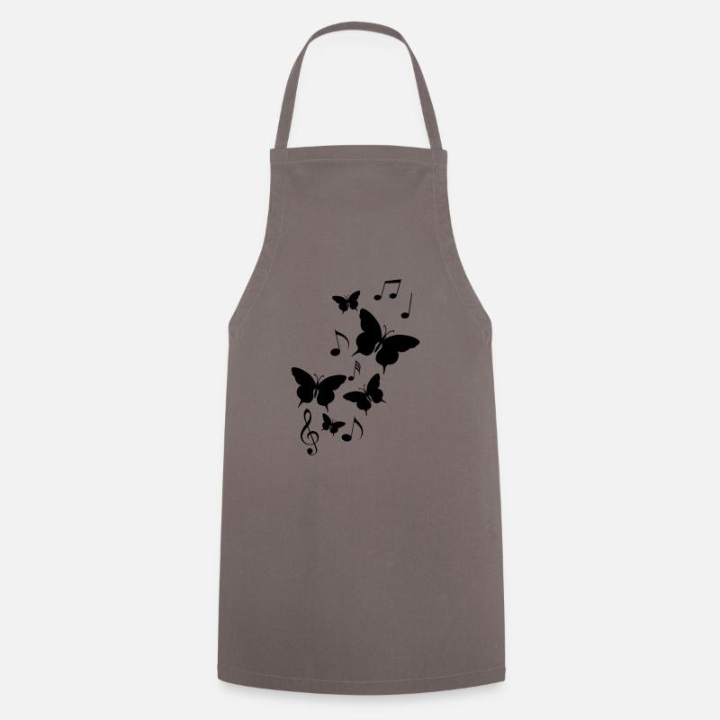 Butterflies and music notes - Cooking Apron - grey
