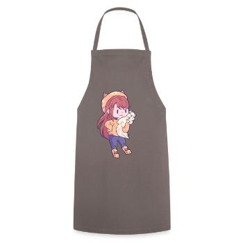 Amant de chat fille - Tablier de cuisine - gris - Devant - AI Model Male 185 dark (185cm)