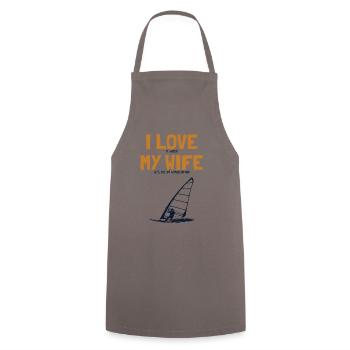 J'Aime Ma Femme Surfeur De Planche À Voile - Tablier de cuisine - gris - Devant - AI Model Male 185 dark (185cm)