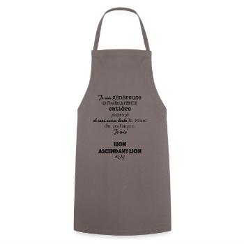 Je suis lion - ajoute ton prénom - Tablier de cuisine - gris - Devant - AI Model Male 185 dark (185cm)