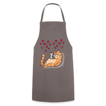 Chat Souris pour toujours Amis Amitié Cœurs - Tablier de cuisine - gris - Devant - AI Model Male 185 dark (185cm)