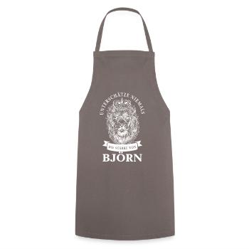 Björn Geschenk Name Löwe - Kochschürze - Grau - Vorne - AI Model Male 185 dark (185cm)