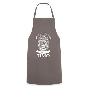 Timo Geschenk Name Löwe - Kochschürze - Grau - Vorne - AI Model Male 185 dark (185cm)