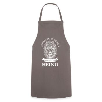 Heino Geschenk Name Löwe - Kochschürze - Grau - Vorne - AI Model Male 185 dark (185cm)