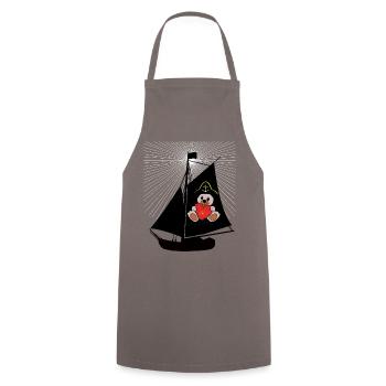 sailboat sailing sailor boat maritime Teddy Ahoy - Cooking Apron - grey - Front - AI Model Male 185 dark (185cm)