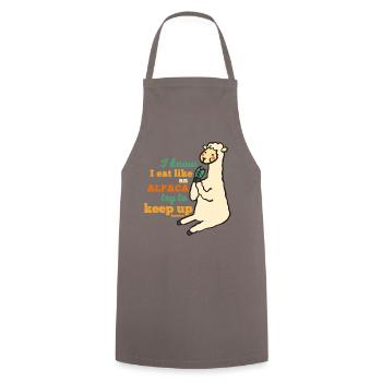 Je sais que je mange comme un alpaga essayer de suivre - Tablier de cuisine - gris - Devant - AI Model Male 185 dark (185cm)