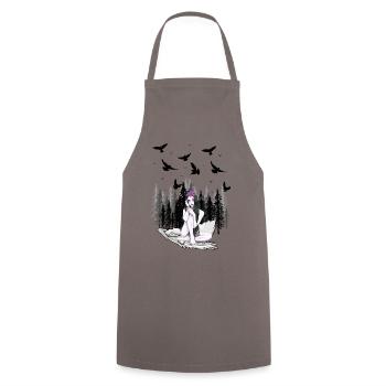 Fantasy Waldbewohner Natur Märchen nackte Vögel - Kochschürze - Grau - Vorne - AI Model Male 185 dark (185cm)