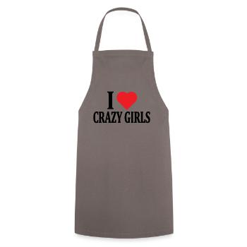 I love crazy girls t-shirt gift idea - Cooking Apron - grey - Front - AI Model Male 185 dark (185cm)