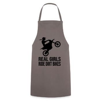 Girls Ride Dirt Bikes Motocross Wheelie Biker-Girl - Cooking Apron - grey - Front - AI Model Male 185 dark (185cm)