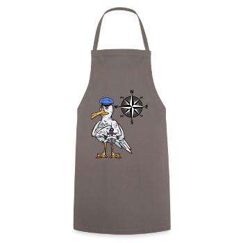 Marin maritime mouette boussole windrose nautique - Tablier de cuisine - gris - Devant - AI Model Male 185 dark (185cm)