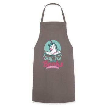 Say Yes To Books - Cooking Apron - grey - Front - AI Model Male 185 dark (185cm)